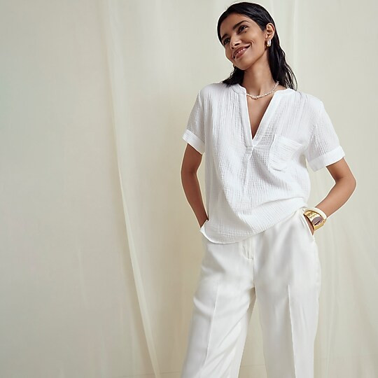 V-neck soft gauze popover | J. Crew US
