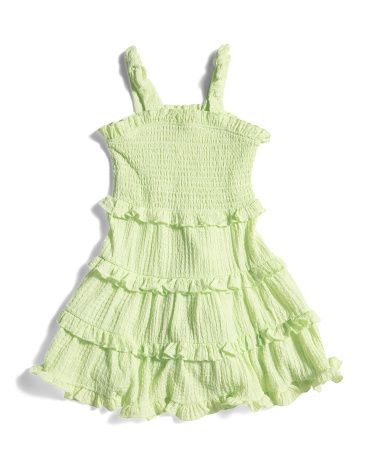 Little Girls Crinkled Knit Tiered Dress | TJ Maxx