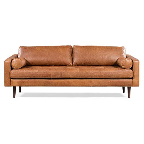 POLY & BARK Napa 88.5" Sofa in Full-Grain Pure-Aniline Italian Tanned Leather in Cognac Tan | Amazon (US)