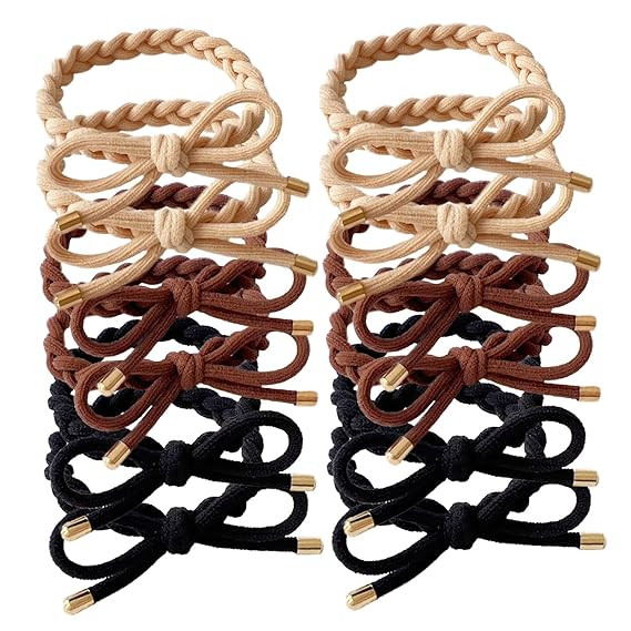12 PCS Braided Hair Ties Bow Tie Hair Bracelets for Women Girls Elastic Hair Ties No Damage Ponyt... | Amazon (US)