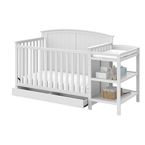 Storkcraft Steveston 5-in-1 Convertible Crib & Changer (White) – GREENGUARD Gold Certified, Fits Standard Crib Mattress, Converts to Toddler Bed and Full Bed, 4 Adjustable Mattress Heights | Amazon (US)