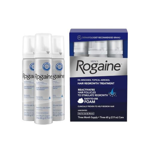 Men's Rogaine 5% Minoxidil Topical Foam, Unscented, 3 Mo Supply, 3x 2.11 Oz | Amazon (US)