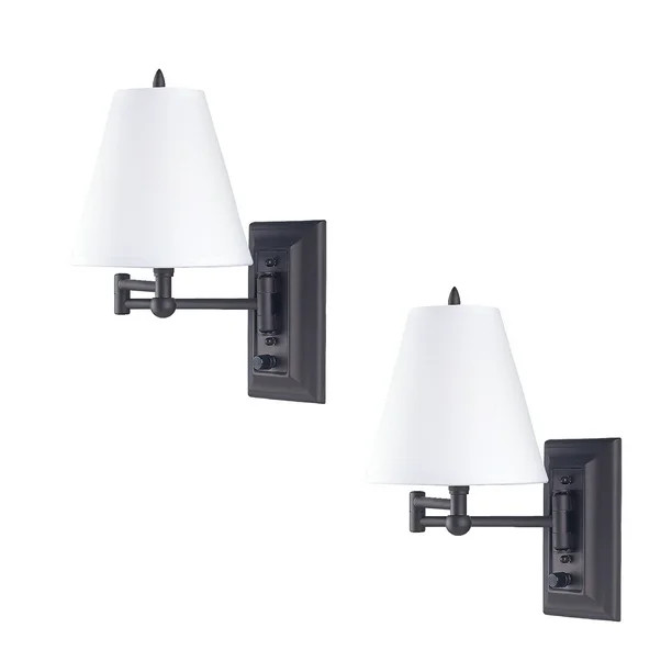 2 Pack Oil Rubbed Bronze Mount Swing Arm Reading Bedside Lamp Bedroom Light - Walmart.com | Walmart (US)