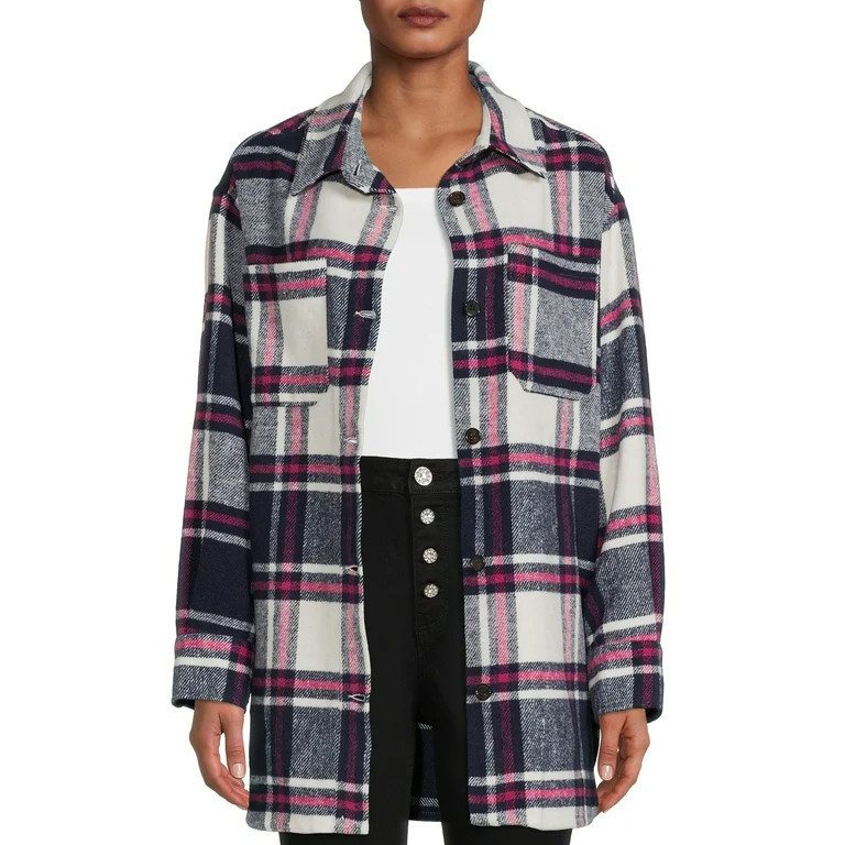 Jason Maxwell Women's Oversized Long sleeve Fleece Outerwear Shacket - Walmart.com | Walmart (US)