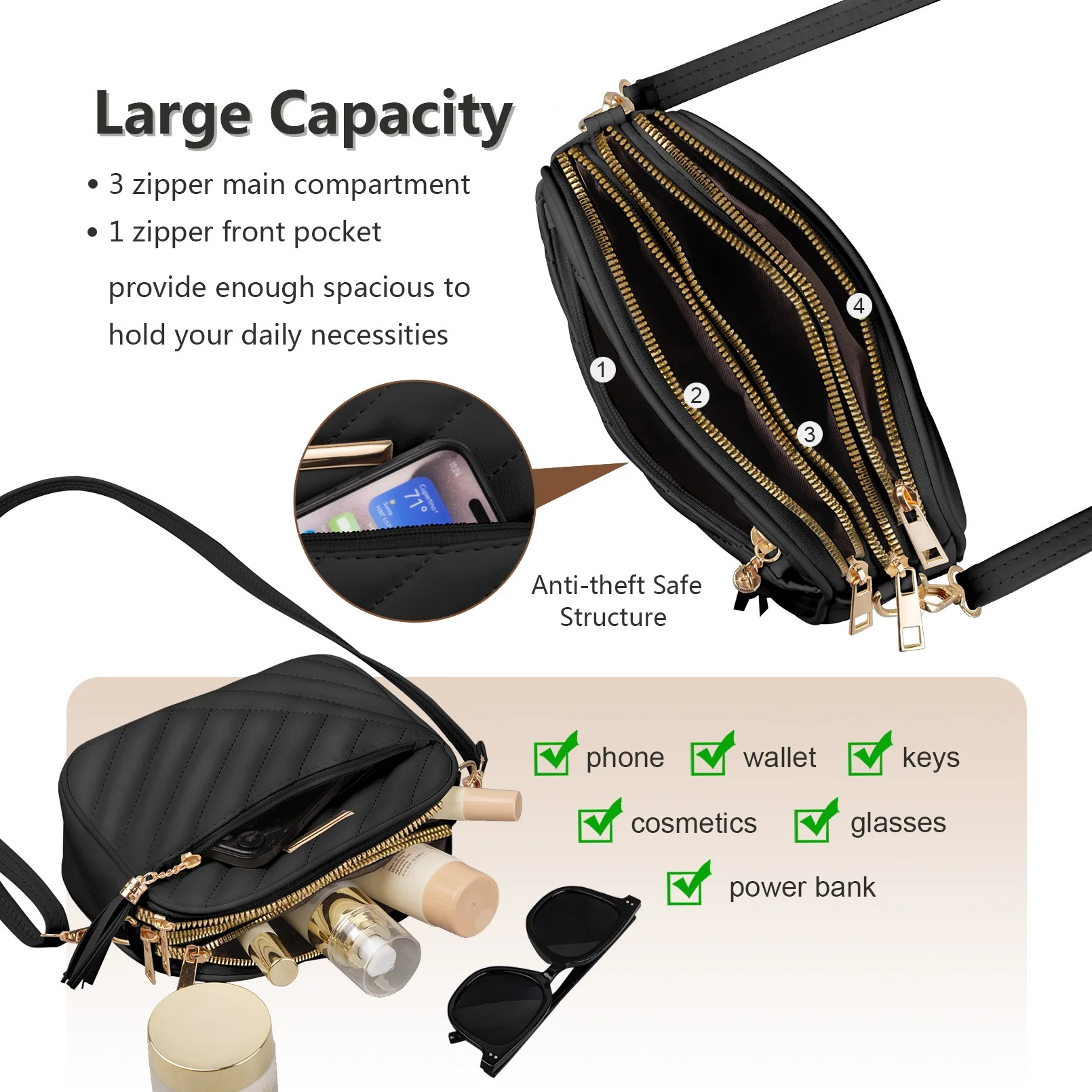 FITDON Crossbody Bag for Women, Small Leather Cross Body Bag Ladies Handbag Shoulder bags Phone P... | Walmart (US)