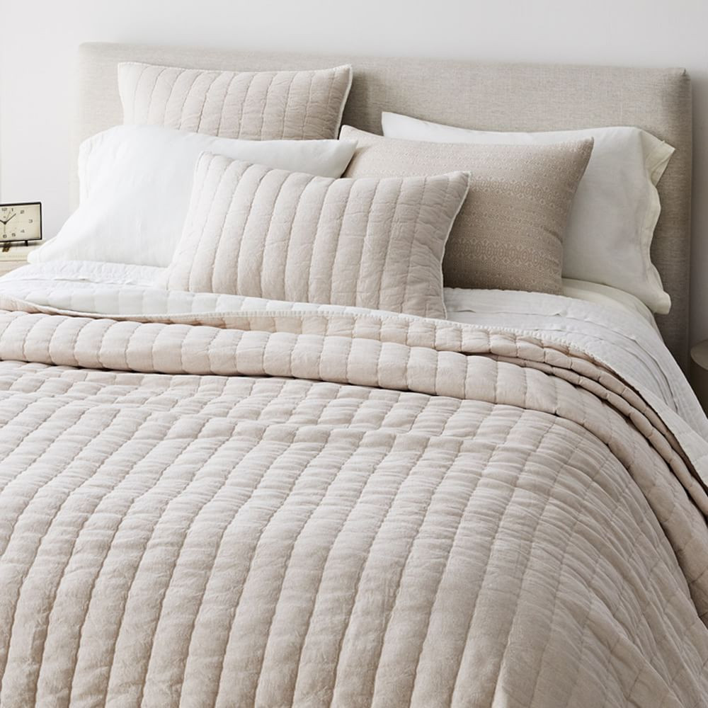 European Flax Linen Cotton Pick Stitch Quilt &amp; Shams | West Elm (US)