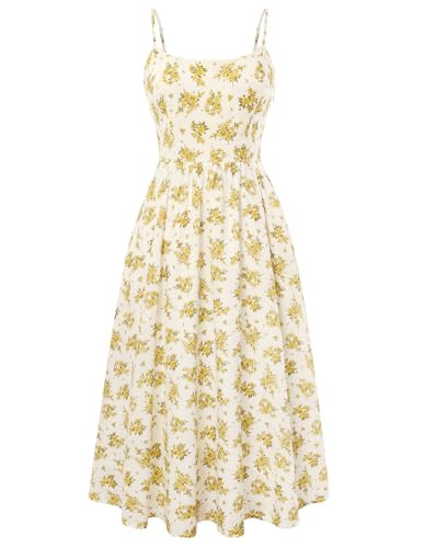 Belle Poque Floral Dress for Women 2026 Summer Sleeveless Midi Sun Dresses A-line Beach Elegant S... | Amazon (US)