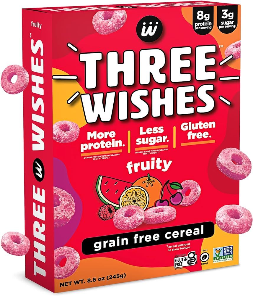 Plant-Based and Vegan Breakfast Cereal by Three Wishes - Fruity, 1 Pack - More Protein and Less S... | Amazon (US)