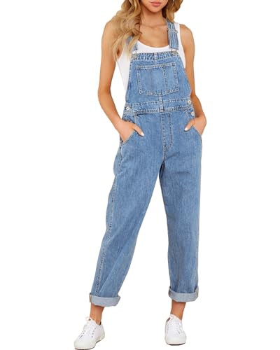 GRAPENT Overalls Plus Size Bib Overalls Womens Overall Jumpsuit Jean Romper for Women Denim Outfit Jean Jumpsuit Baggy Cute Clothes Color Blue Mist Size X-Large Size 16 Size 18 | Amazon (US)