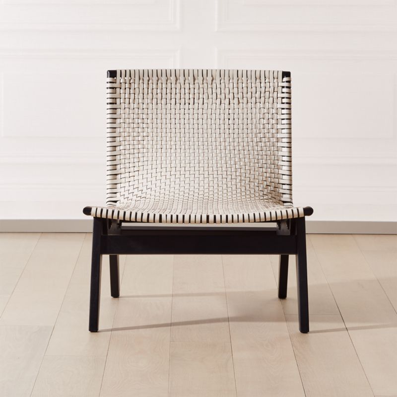 Morada Woven Ivory Leather Chair + Reviews | CB2 | CB2