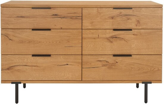 Elizabella 6 Drawer Wood Dresser In Oak And Black | 1stopbedrooms