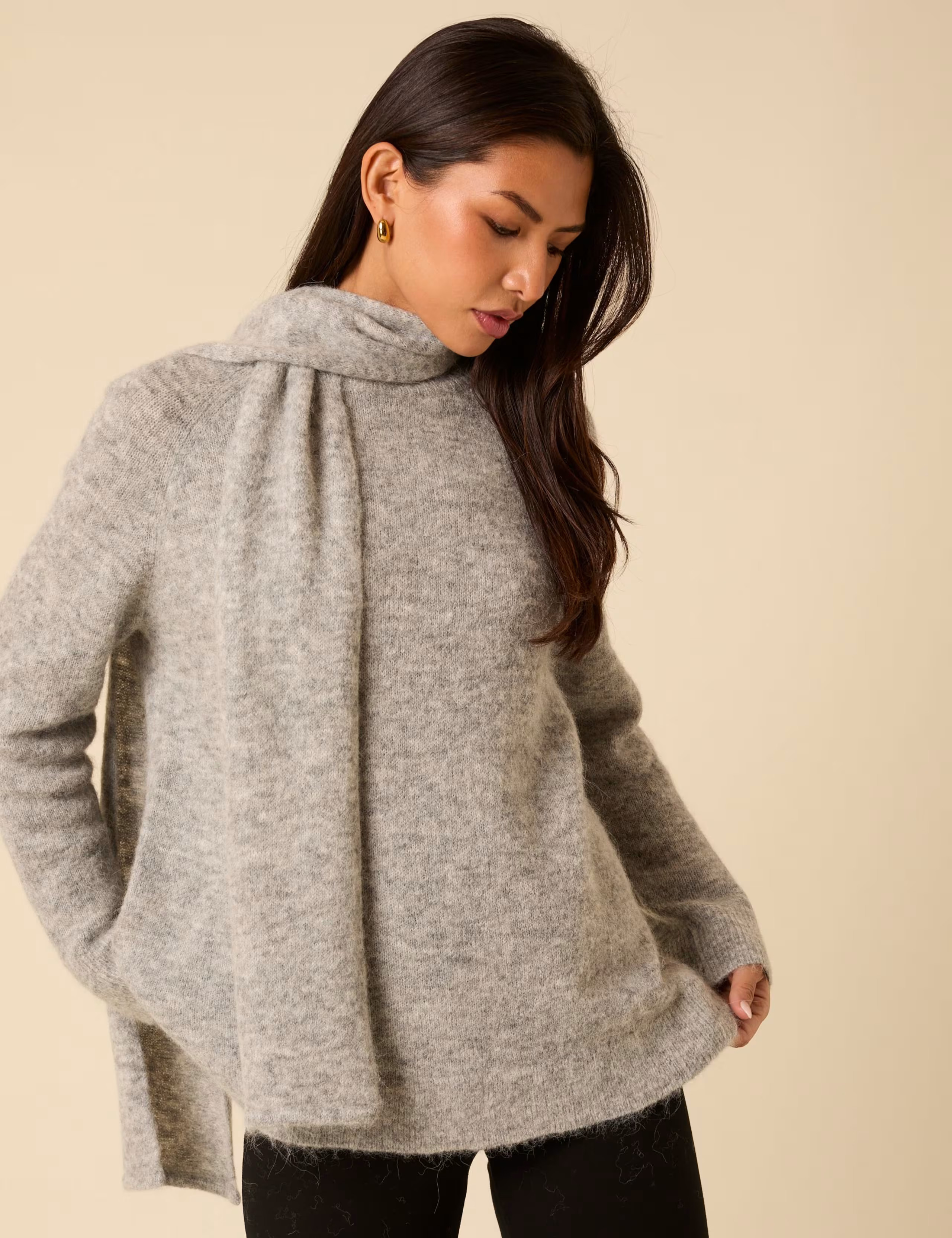 Wool Blend Oversized Scarf Jumper with Alpaca | Marks & Spencer (UK)