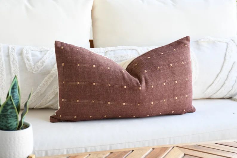 Brown Burgundy Lumbar Pillow Covers | 12 x 22 Brown pillow | Soft Dark Brown Cotton | 20 x 20 Dec... | Etsy (US)