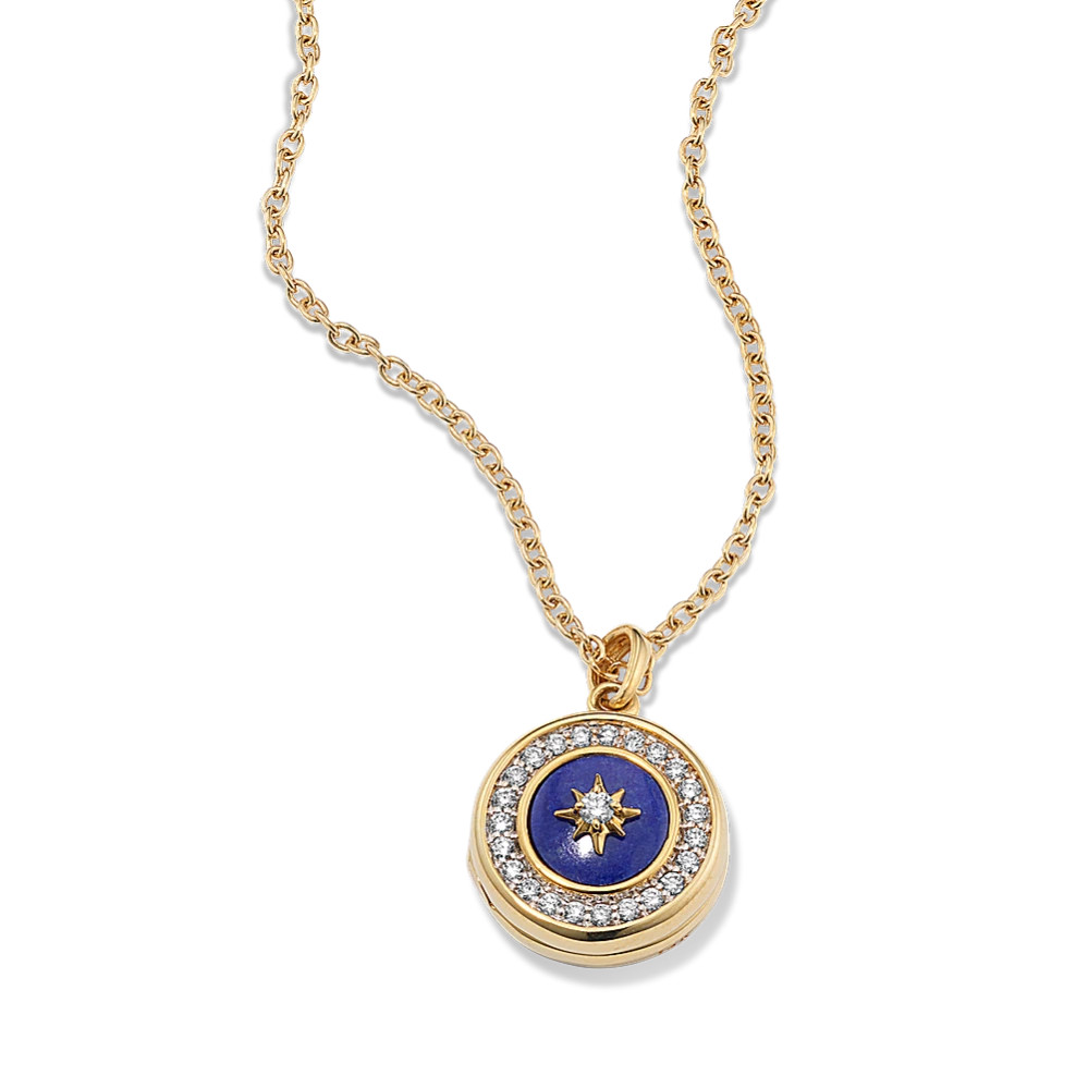North Star Blue Lapis & Diamond Locket | Shane Co