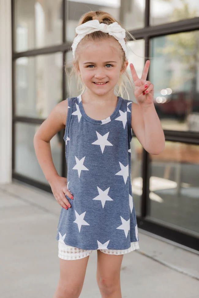 Future Stardom Youth Star Print Blue Tank | The Pink Lily Boutique