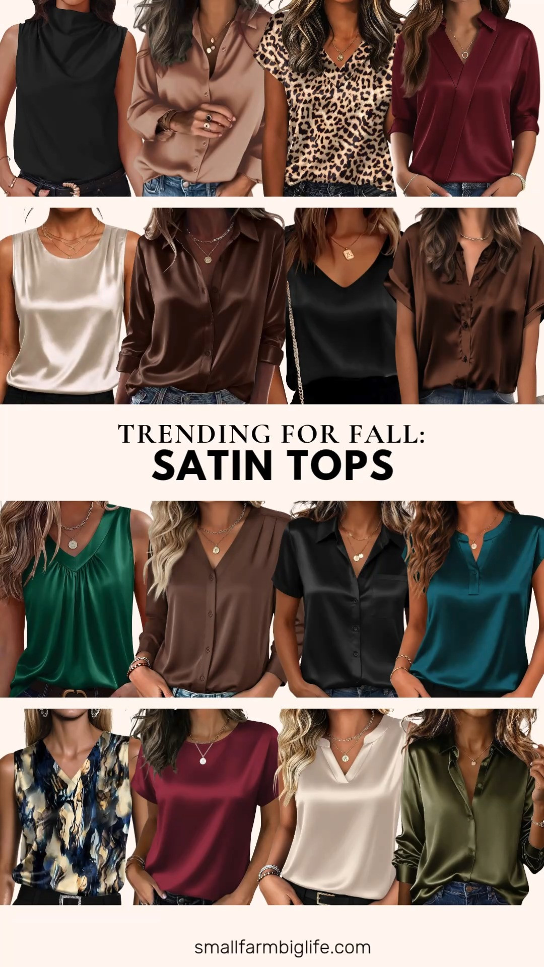 Satin tops are trending everywhere this fall and this Amazon lineup has such a soft, elevated feel perfect for business casual workwear.

For tanks and camisoles, the black Ekouaer Buttery Soft Satin Tank is such an easy layering piece under a blazer, and the champagne Zeagoo Pleated Sleeveless Blouse, the emerald green Zeagoo Pleated V Neck Tank, and the blue brown and beige marble Zeagoo Camisole all bring a soft, dressy option for the office. The black Cicy Bell Mock Neck Satin Tank has such a nice cowl neck detail for a corporate look.

For button downs, the brown, toffee, and brown (long sleeve) Zeagoo Satin Silk Button Downs are all easy work staples, and the chocolate brown, black, and olive green Zeagoo Satin Blouses round out the color options nicely. The leopard Zeagoo V Neck Blouse and the indigo blue Zeagoo Cap Sleeve Blouse both add a bit more personality to a classic silhouette.

For a touch of color, the wine red LOMON Dressy V Neck Blouse and the wine red Zeagoo Crewneck Satin Blouse are both perfect for a date night outfit or a dressier office day, and the champagne Zeagoo Sleeveless Blouse rounds things out as a versatile neutral.

So many satin top options to shop for autumn outfits this season, all linked for you.

#amazonfashion #satintop #fallfashion #businesscasual #falloutfits 

 #LTKootd #LTKOver40 #LTKWorkwear