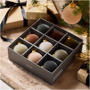 Flocked Ball Ornaments (Set of 9) | West Elm (US)