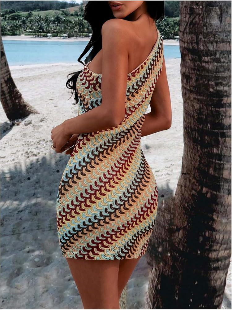 GORGLITTER Women's Asymmetrical One Shoulder Dress Summer Striped Sleeveless Birthday Night Bodyc... | Amazon (US)
