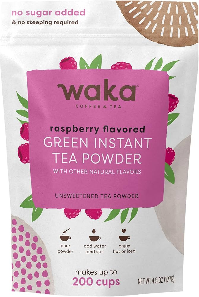 Waka Instant Green Tea Mix, Raspberry Flavored - 100% Tea Leaves, No Additives, Unsweetened Tea P... | Amazon (US)