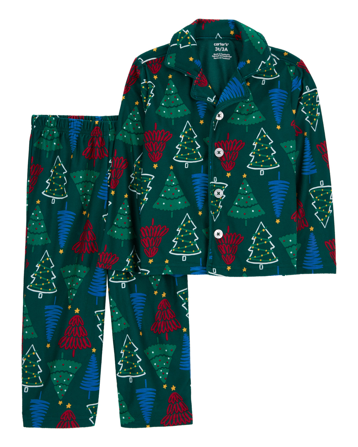 Toddler 2-Piece Christmas Tree Fleece Coat Style Pajamas - Carter's | Carter's | Carter's Inc
