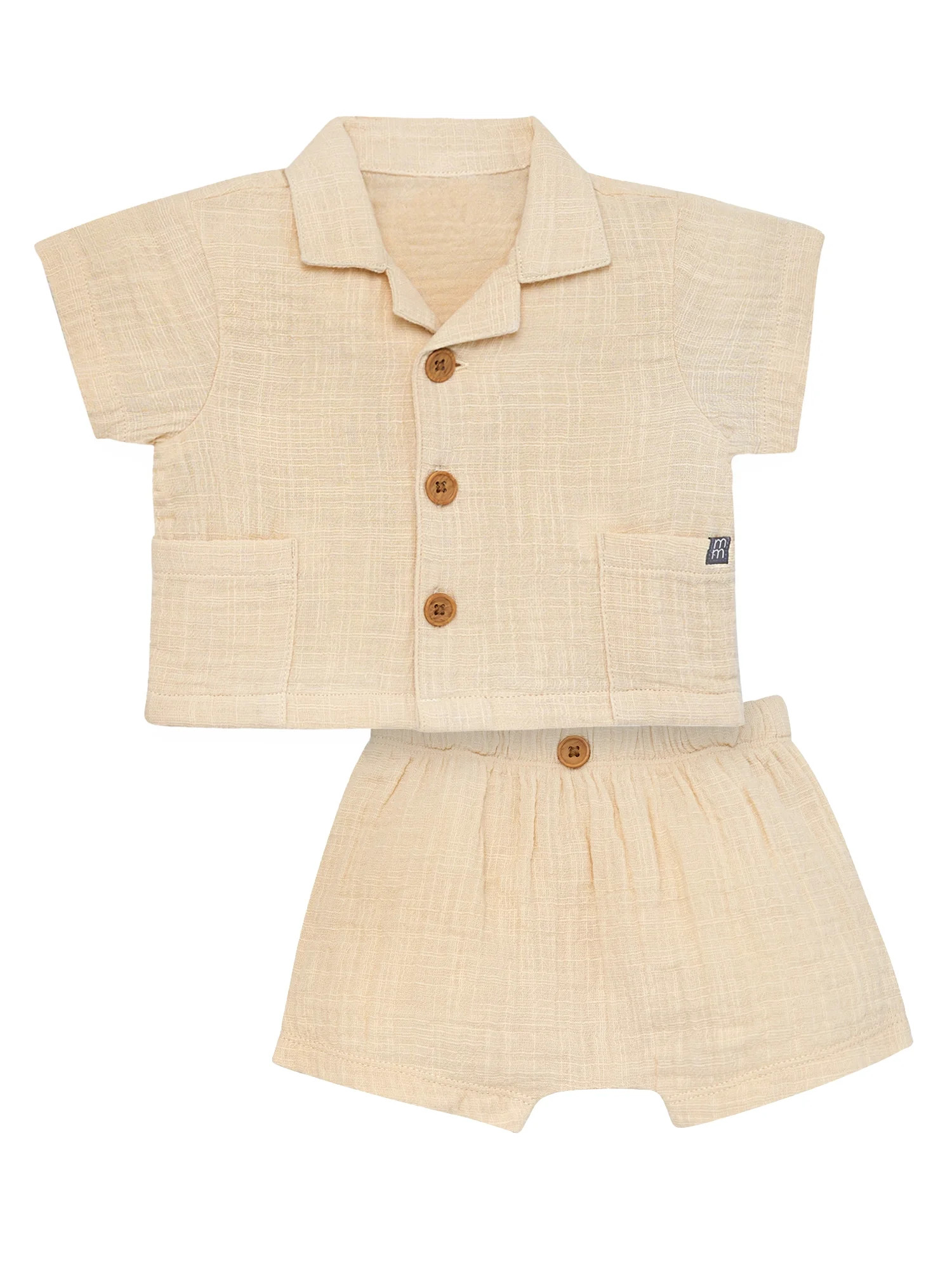 Modern Moments by Gerber Baby Boy Cotton Short Sleeve Shirt and Short Set, 2-Piece, Sizes 0/3 Mon... | Walmart (US)