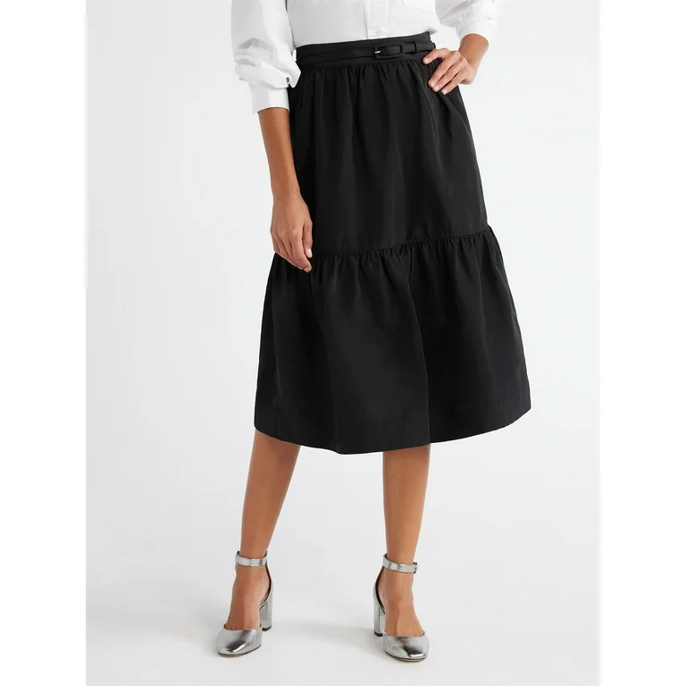 Free Assembly Women's Belted Midi Skirt, Sizes 0-22 | Walmart (US)