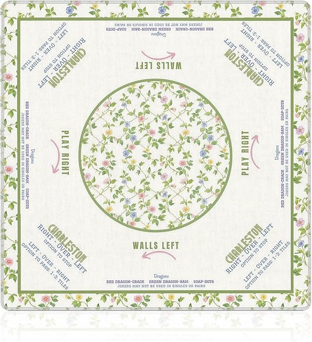 Cottagecore Green Floral Mahjong Mat 31.5 x 31.5 in, Rustic Pastel Green Wildflower Anti Slip and... | Amazon (US)