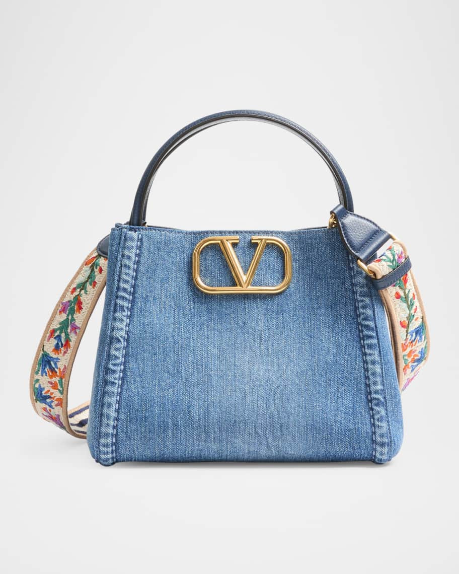 Valentino Garavani Alltime Medium Denim Top-Handle Bag | Neiman Marcus
