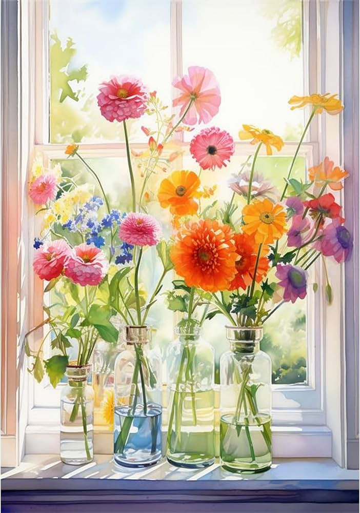 Flowers Paint by Numbers Kit for Adults-Flower Adult Paint by Number Kits on Canvas,Flowers Paint... | Amazon (US)