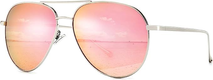 SUNGAIT Women's Lightweight Oversized Aviator Sunglasses - Mirrored Polarized Lens | Amazon (US)