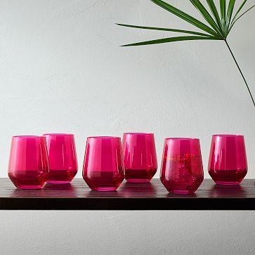 Estelle Colored Glass Stemless Wine Glass (Set of 6) | West Elm | West Elm (US)