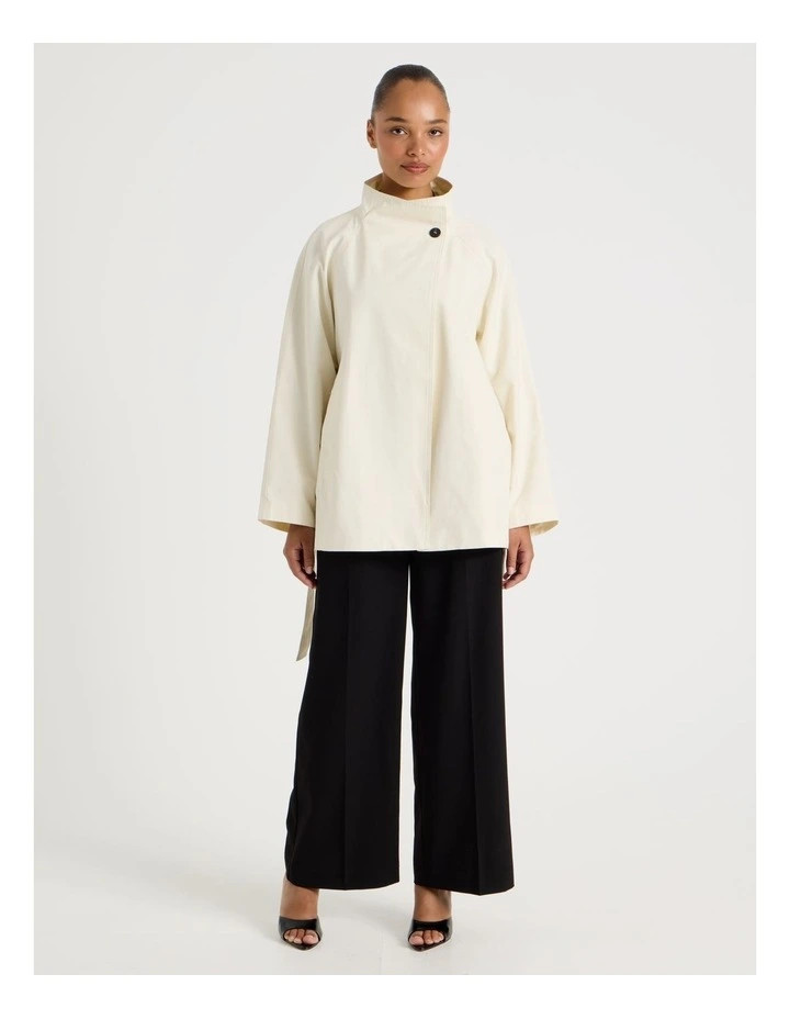 BlaqFunnel Neck Belted Jacket in Ecru | Myer