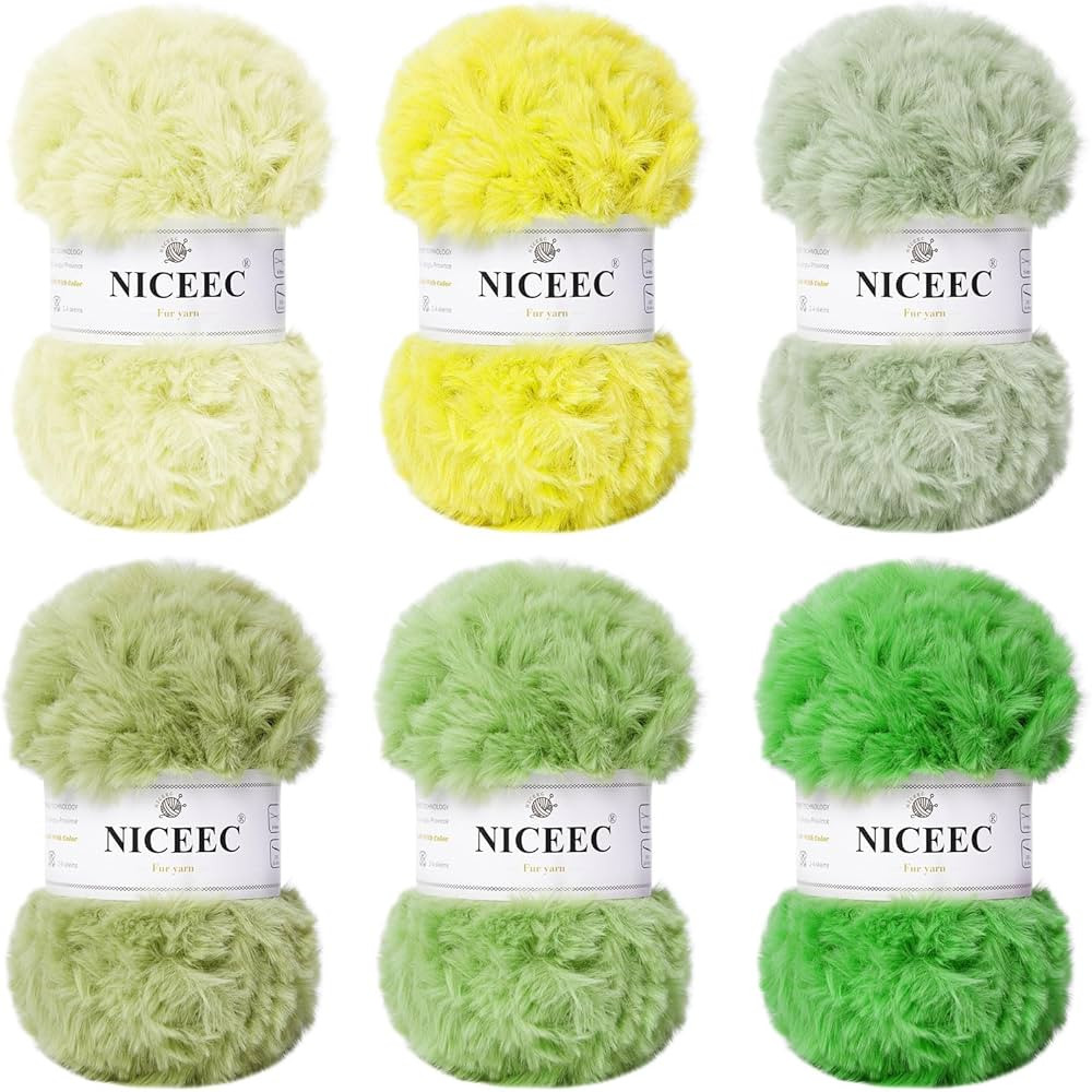 NICEEC Faux Fur Yarn Super Soft Yarn Chunky Fluffy Yarn Eyelash Yarn for Crochet Knit Total Lengt... | Amazon (US)