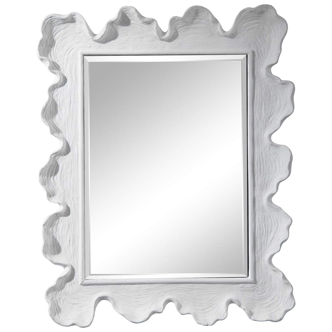 Sea Coral Matte White 27 1/4" x 34 1/4" Vanity Wall Mirror | LampsPlus.com