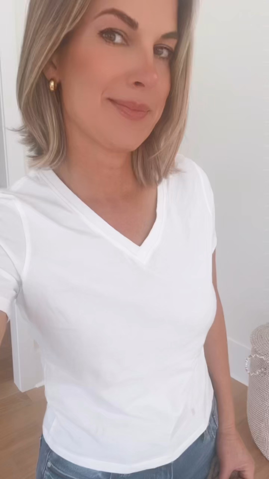 Straight leg jeans are making their comeback and @onequince carries some of my favorite denim! I am 5’11” wearing 28x32 in the relaxed straight jeans. In the wide leg jeans I wear 27x34. Just ordered the stretch  straight in 28x30.  Wearing small in the tee, sweater, and jacket. 

#quincepartner 

#LTKgrwm #LTKTall #LTKOver40