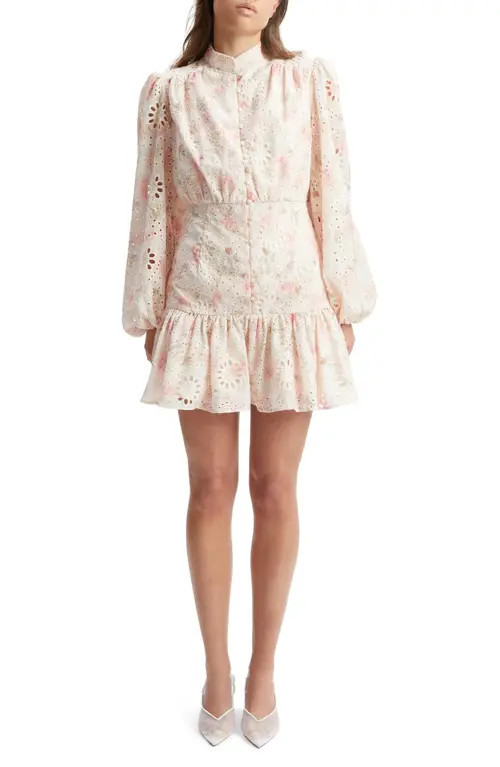 Bardot Hendry Floral Long Sleeve Minidress in Pink Floral at Nordstrom, Size 8 | Nordstrom