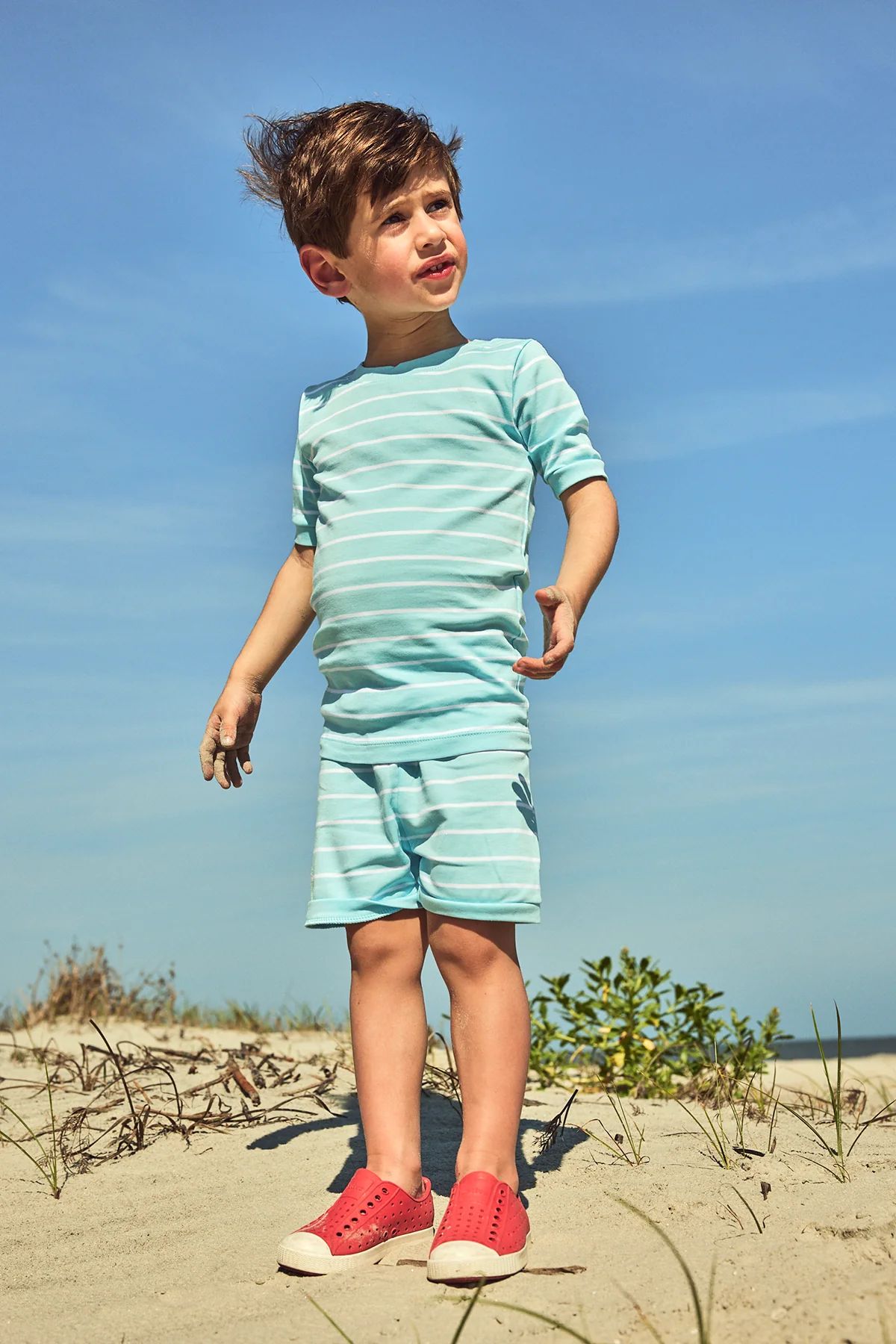 Kids Shorts Set in Reef Blue | Lake Pajamas
