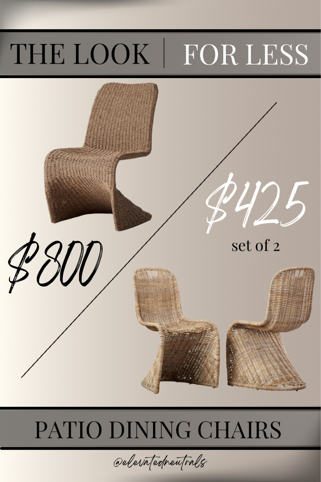 This Arhaus outdoor dining chair is absolutely stunning but a little pricey. Here’s a similar version, but for half the price (FOR 2!!) the cheaper version has great reviews!

To view all of my favorite patio finds visit my ‘Outdoor Dining Set’ collection in the product tab of my profile. While you’re there be sure to check out all of my outdoor folders to complete the vibe.

All Weather Outdoor Dining Chair | Accent Chair | Side Chair | Rattan | Wicker |  | Lounge Chair | Aluminum Frame | Modern Farmhouse | Cottage |

#LTKSeasonal #LTKHome