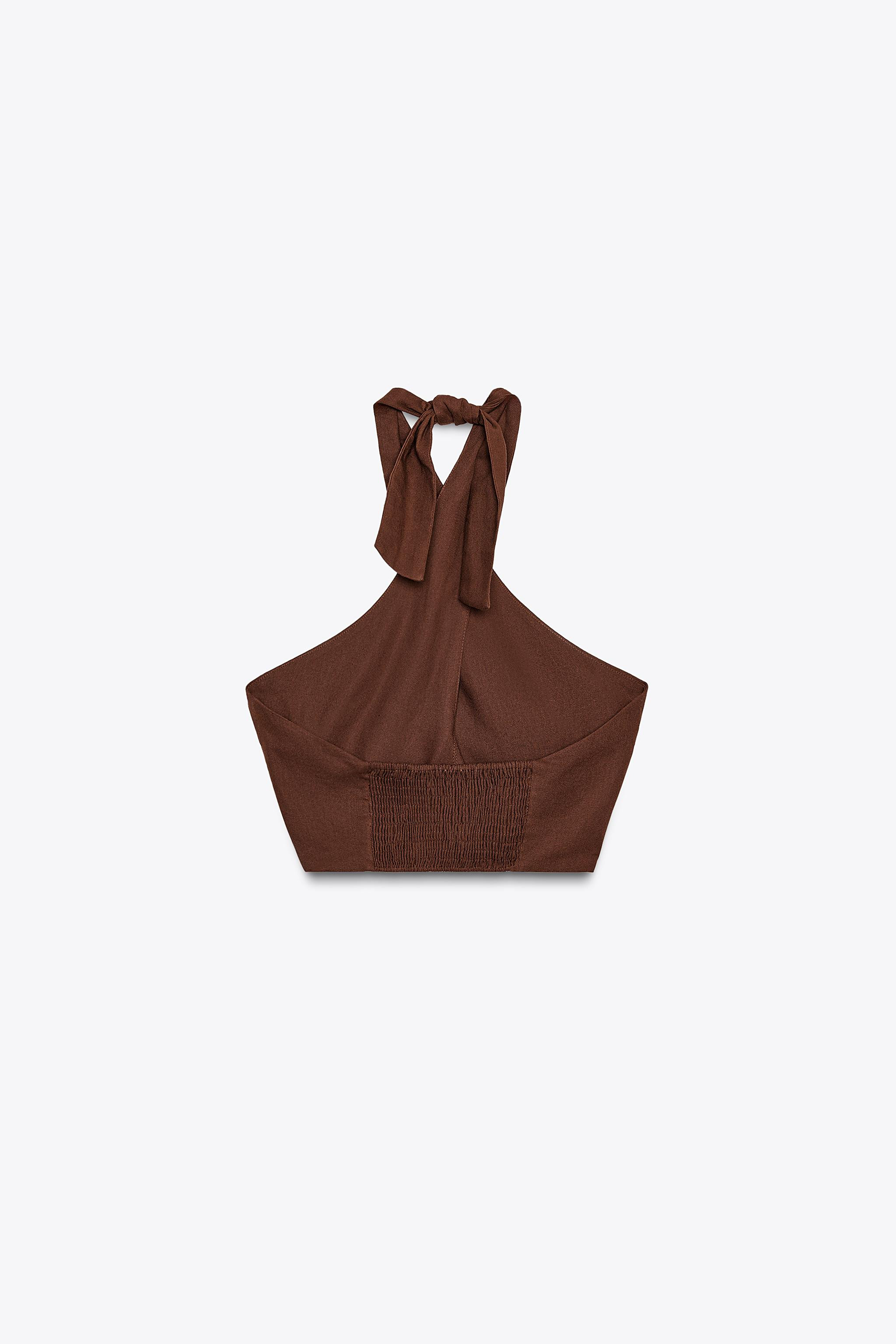 SHELL LINEN HALTER TOP | Zara US