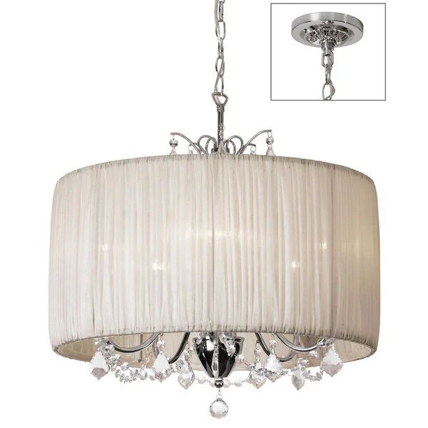 Chic 5-Light Crystal Chandelier with Oyster Pleated Drum Shade | Bed Bath & Beyond