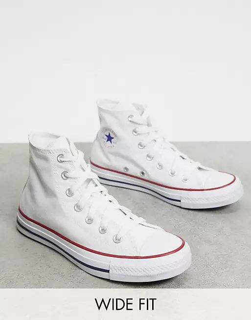 Converse Wide Fit Chuck Taylor All Star Hi white trainers | ASOS (Global)