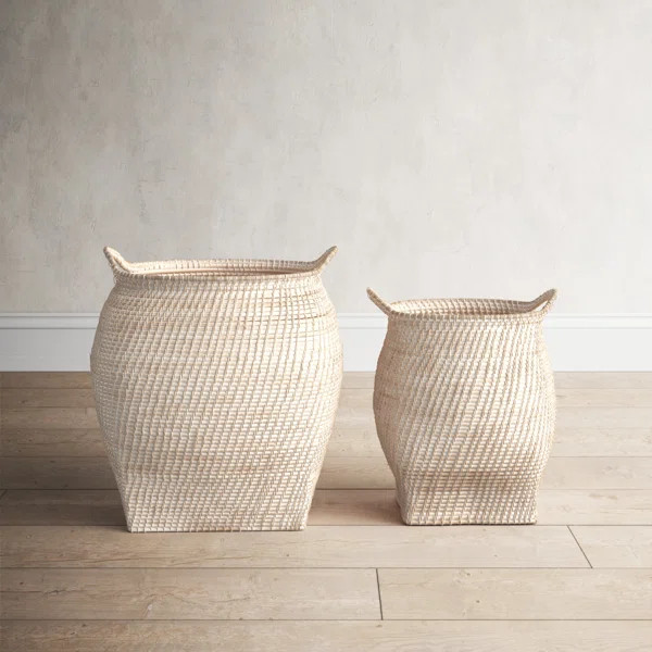 Nesting Wicker Basket With Handles - Set of 2 | Wayfair North America