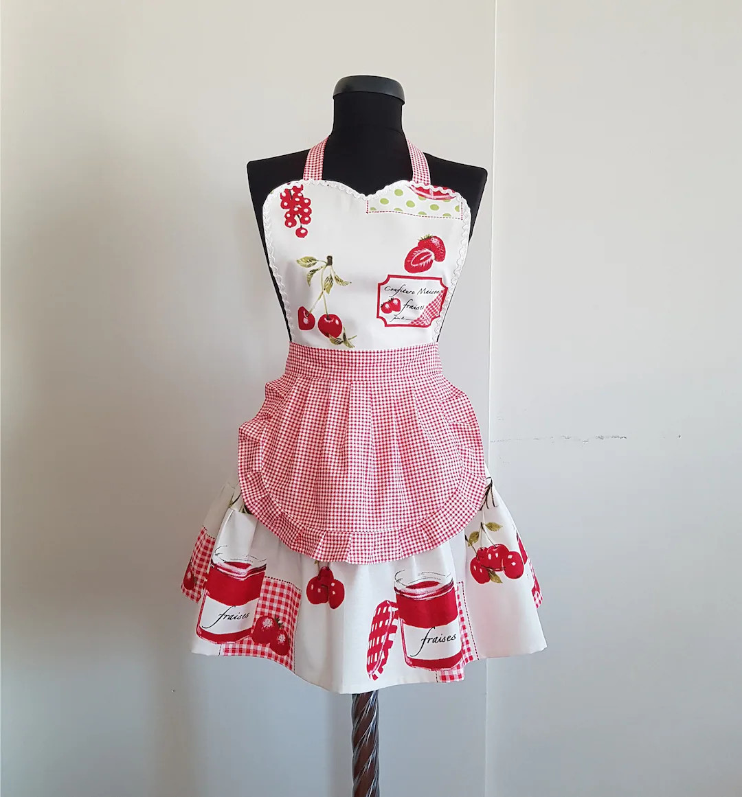 Gingham Cherry Apron, Waterproof Retro Kitchen Apron - Etsy | Etsy (US)