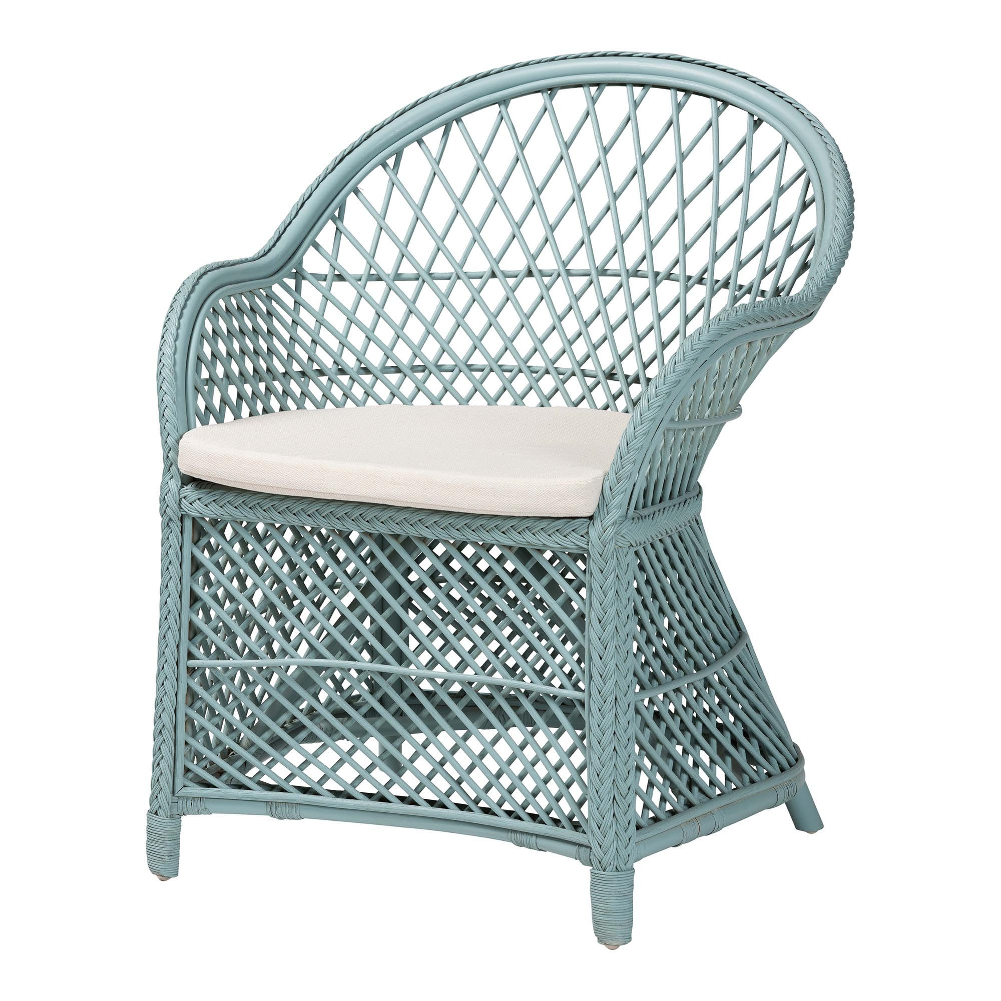 bali & pari Casilda Bohemian Light Blue Braided Rattan Arm Chair | Amazon (US)