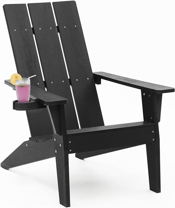 MXIMU Modern Adirondack Chair Weather Resistant with Cup Holder Oversized Fire Pit Chairs Adorond... | Amazon (US)