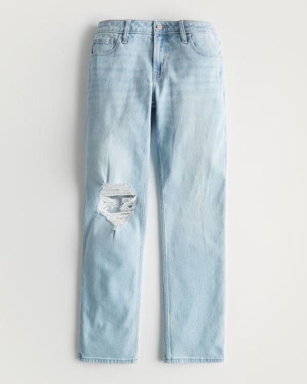 Women's Low-Rise Ripped Light Wash 90s Straight Jeans | Women's Bottoms | HollisterCo.com | Hollister (US)