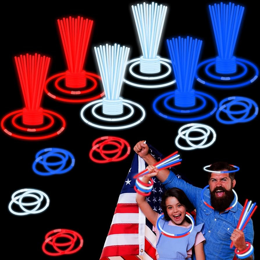 Fourth of July Accessories for Kids, 72-500 PCS Red White Blue Glow Sticks Party Favors Supplies ... | Amazon (US)