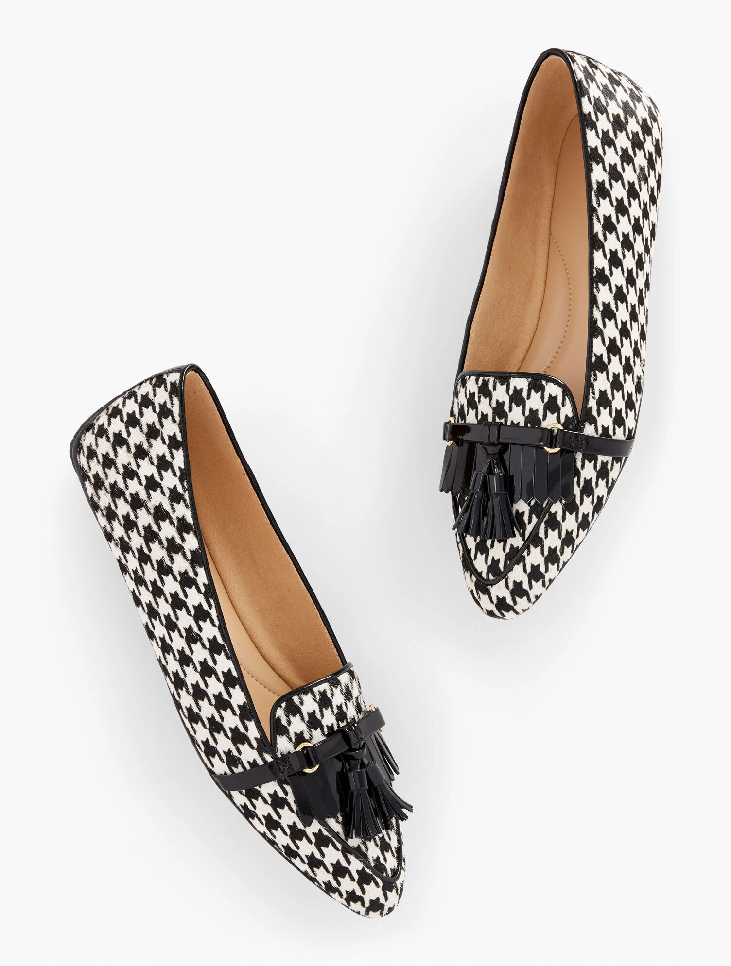 Francesca Tassel Driving Flats - Calf Hair Houndstooth | Talbots