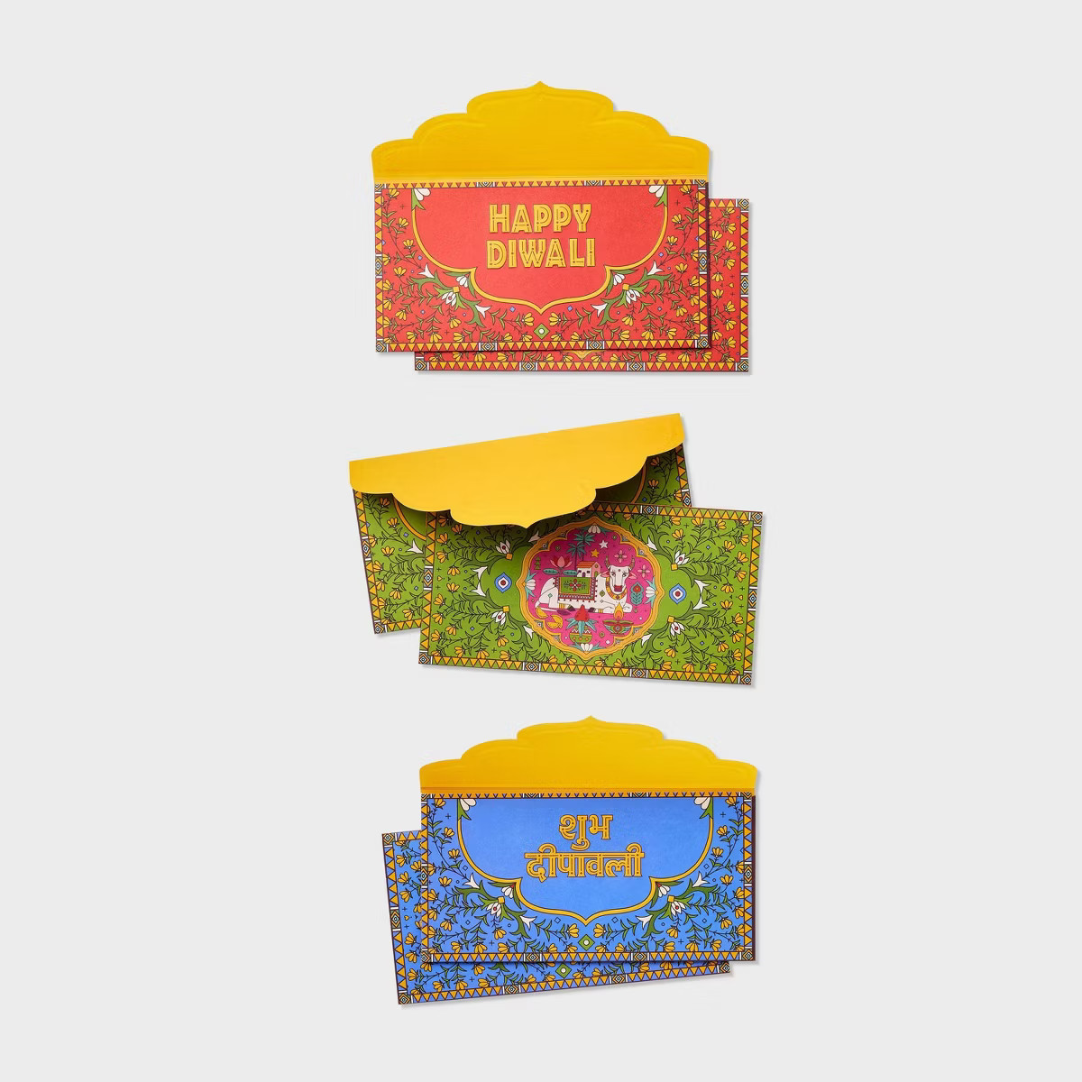 6ct Diwali Gifting Envelopes Blue/Green/Orange | Target
