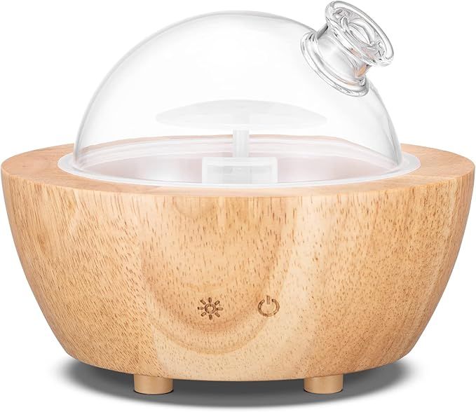 Amazon.com: Wanlola Glass Essential Oil Diffuser with Real Wood Base, Aromatherapy Diffuser for E... | Amazon (US)